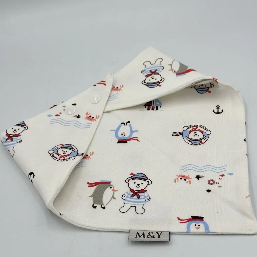 M&Y Organic Bandana Bibs 2 Packs Of Four Soft, Double-Sided, Adjustable Snap